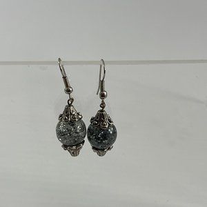 Unbranded Dangle Earrings Silver Tone Sparkle Ball Drop 1.5" Long